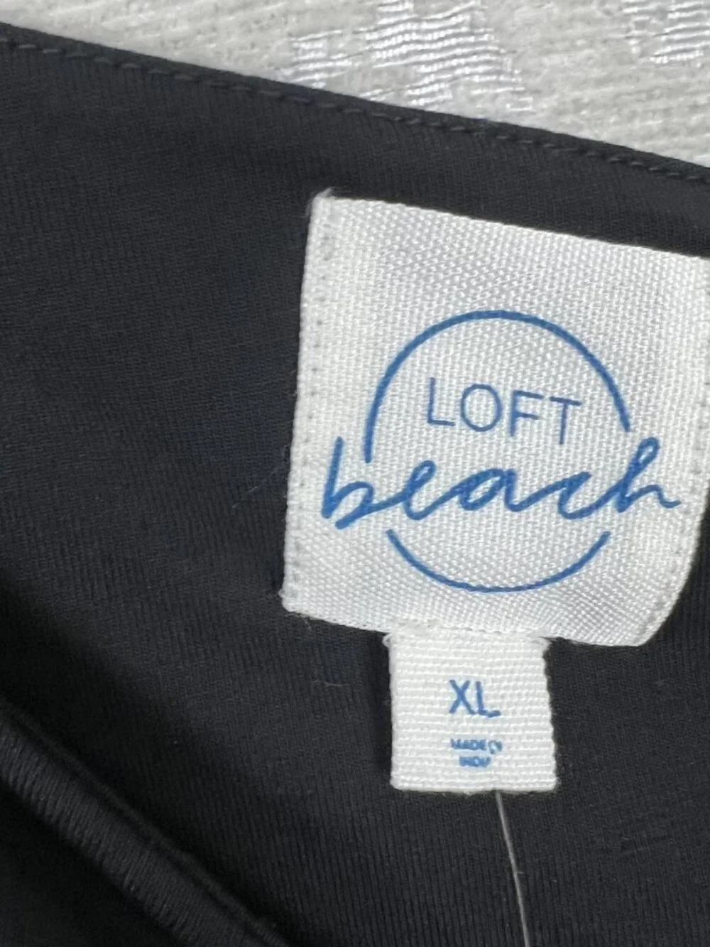 LOFT Beach Twist Shoulder Mixed Media Pocket Dress black flowy vacation XL NEW - Picture 8 of 10